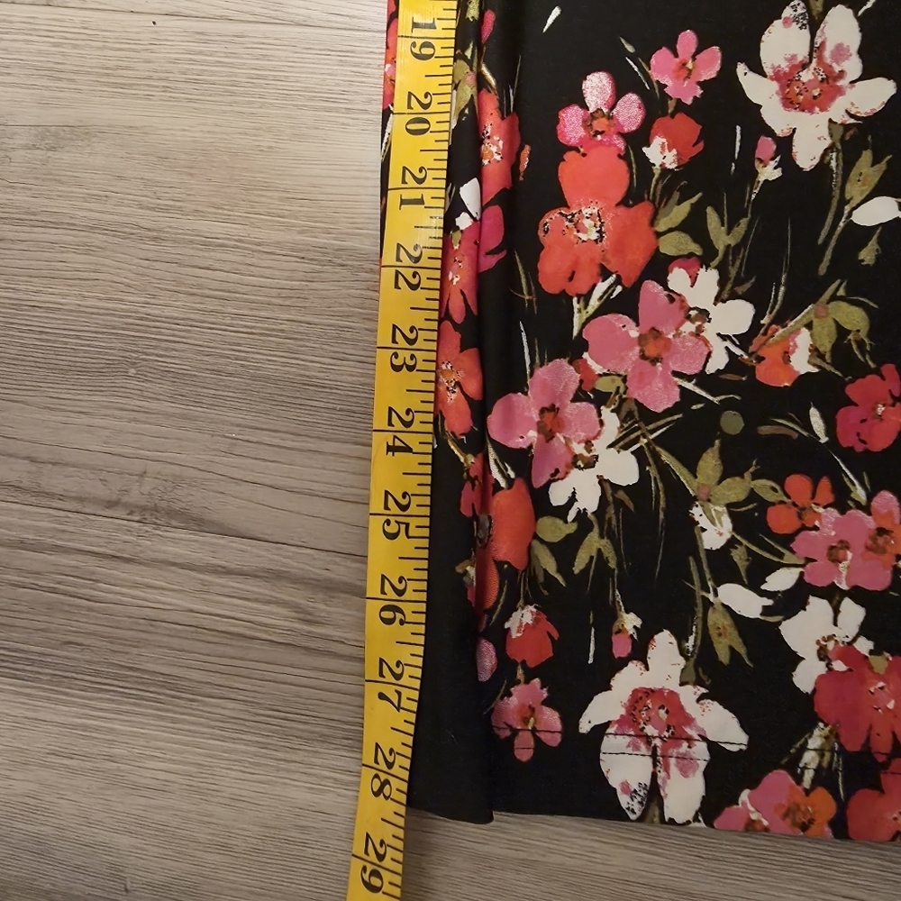 Floral Black And Pink Wide Leg Palazzo Stretch Waist Pants Size M - Picture 5 of 6